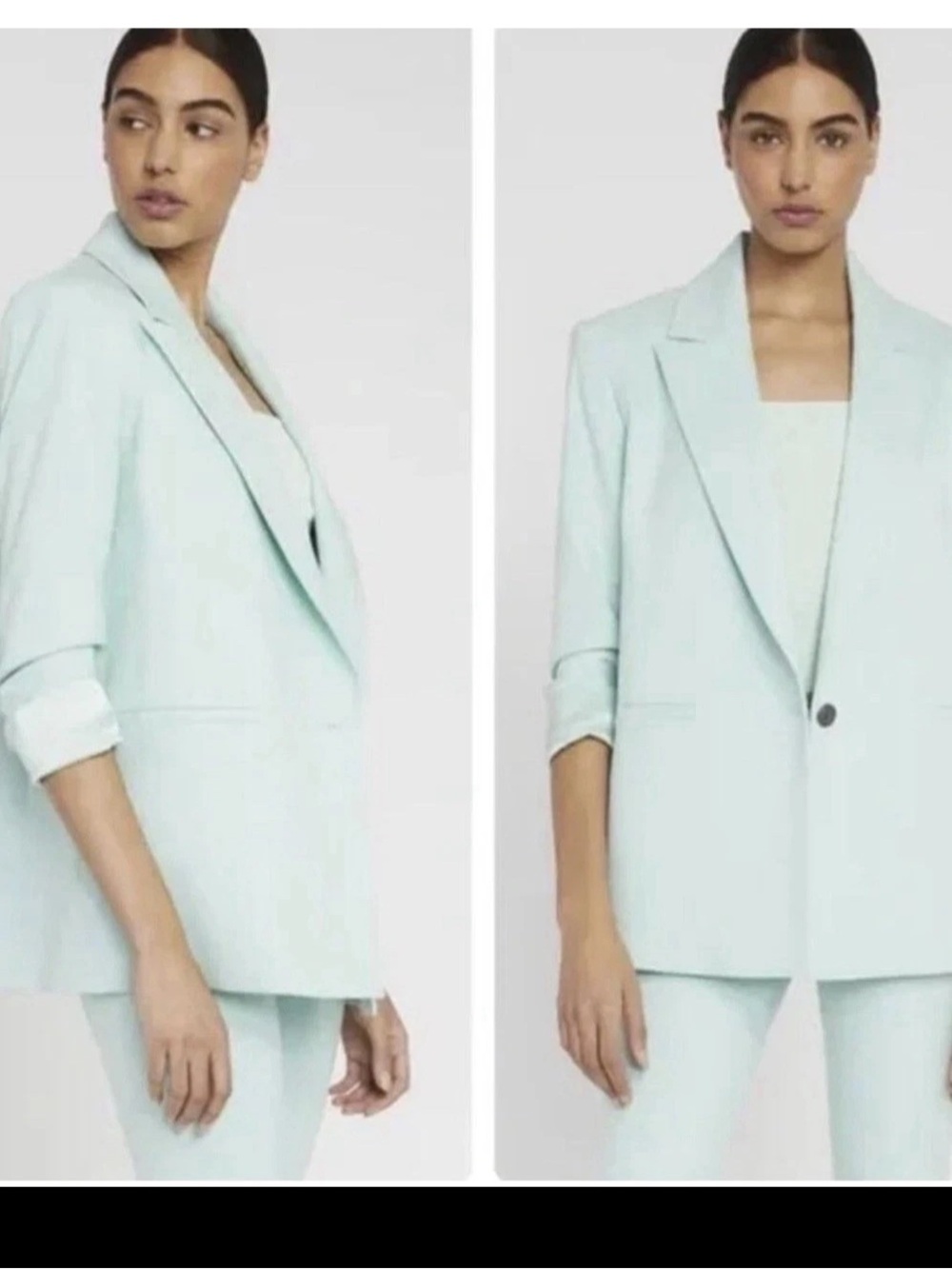 Alice + Olivia Pastel Mint Single-Button Blazer Women’s XS Classic Modern
